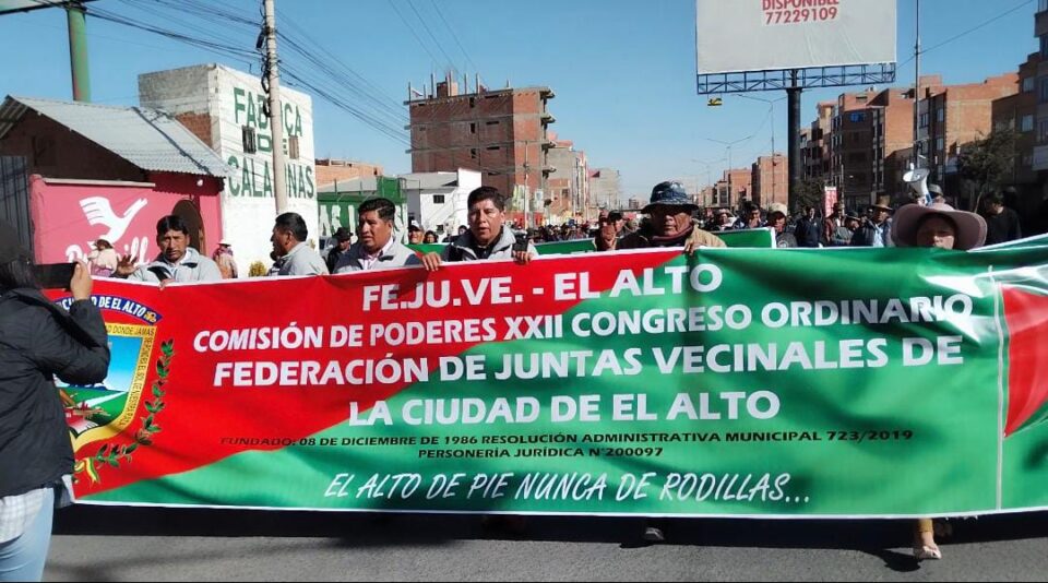 Marcha del XXII congreso de la Fejuve de El Alto